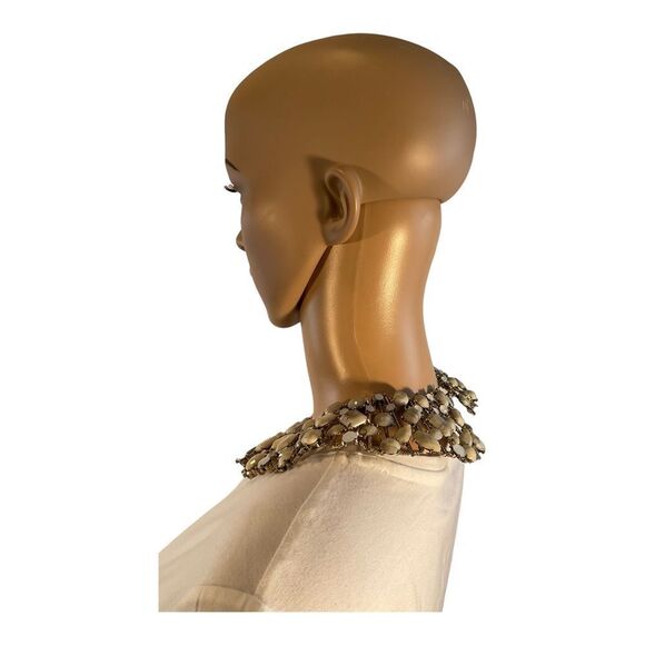Sophia + Kate Collection Women’s Gemstone Collar Necklace Ivory And Gold. - Picture 5 of 16